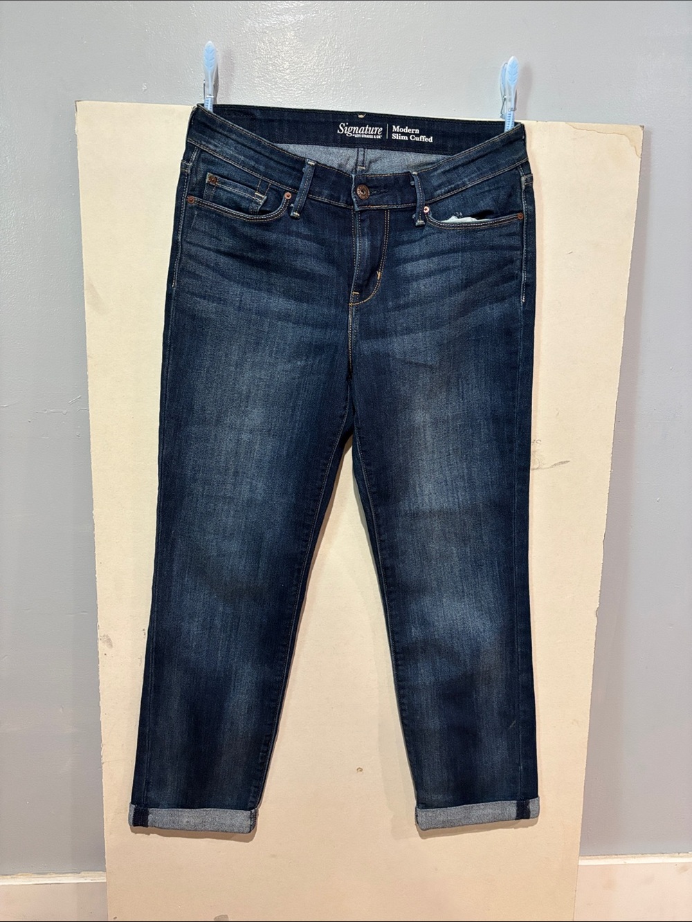 Signature Dark Indigo Cropped Slim Jeans
